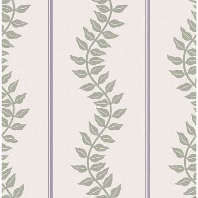 Graham & Brown Laurel Leaf Stripe Mauve & Sage Wallpaper