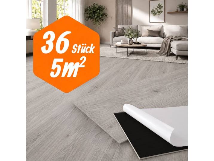 Relaxdays Selbstklebender PVC Bodenbelag Eiche