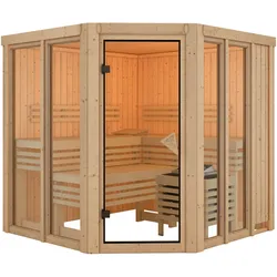 Karibu Sauna Airi Superior mit Eckeinstieg 68 mm Ohne Dachkranz Ohne Ofen