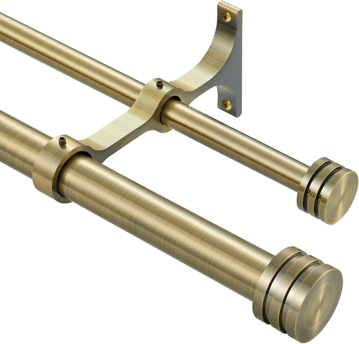 Dubbele Gordijnroede Set in Antiek Brons voor Raamdecoratie, 91-183 cm
