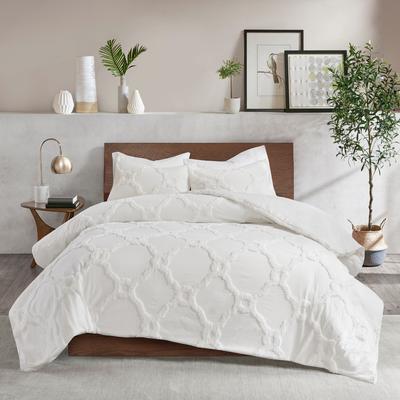 Madison Park Pacey 3 Piece Tufted Cotton Chenille Geometric Comforter Set