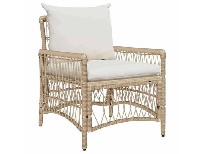 NEW 2025  Fauteuil de jardin - GKO - Anti-UV - avec coussins - Beige 60x70x78 cm en poly rotin - size:61x73x77 cm @@4157