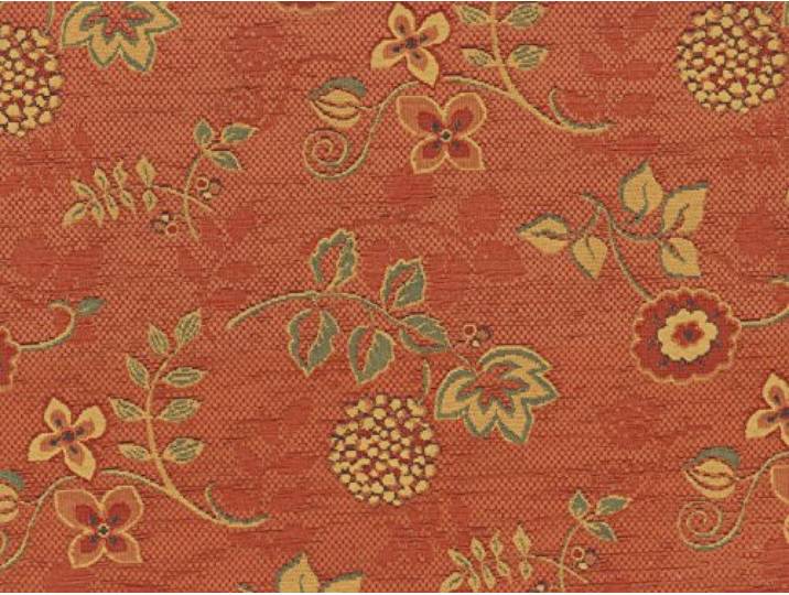 Landhaus Möbelstoff Ellmau Farbe 40 (rot-braun, terra) mit biologischem Fleckschutz - modernes Chenille-Flachgewebe (gemustert, floral, Blumen) Polsterstoff, Stoff, Bezugsstoff, Eckbank, Couch, Sessel, Hussen, Kissen