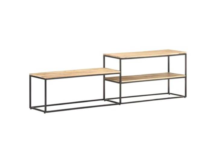 HEFZGDB TV-Schrank 180x30x50 cm aus rauem Mangoholz mit Stahlrahmen und DREI Regalen für Multimedia-Geräte, Industrieller Stil Wohnzimmermöbel, Stabiler Fernsehschrank aus tropischem