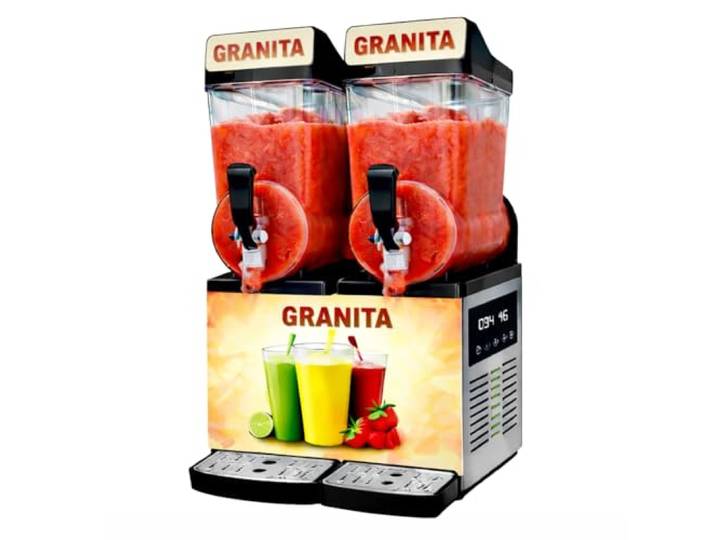 Machine à Granita Professionnelle 2 × 15 L - Granité/Slush - Éclairage LED - Gaz R290-1000 W