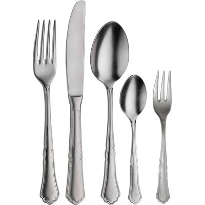 Besteck-Set PINTINOX "Settecento Stone washed", silber (altsilberfarben), 30 Stk., Edelstahl 18/10, Essbesteck-Sets, Optik stonewashed