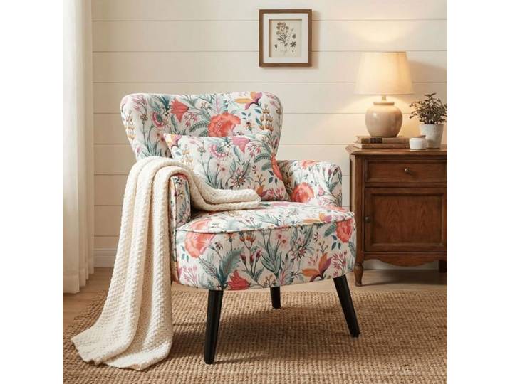 Fauteuil de Salon Confortable - HOMEMiYN -Fauteuil de Salon Moderne Motif floral - Stable et Robust