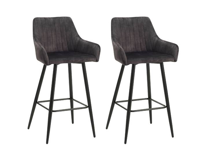 Barhocker Samt LEE 2er Set anthrazit