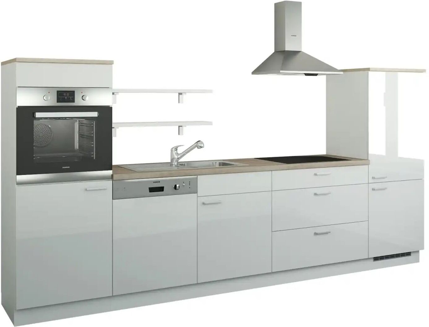 CUBO15 Küchenzeile ohne Elektrogeräte  Kassel ¦ weiß ¦ Maße (cm): B: 330