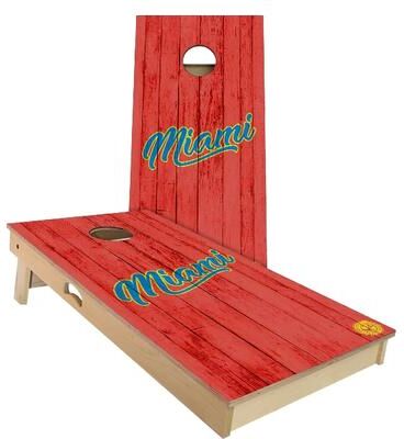 Skip's Garage Miami Vintage Baseball Outdoor Cornhole Board Set