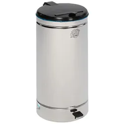 PROREGAL Großvolumiger Tretabfallsammler mit Euro-Pedal | für 60/70 Liter Säcke, HxBxT 70x45x45cm | Edelstahl | Silber | Mülleimer Abfalleimer