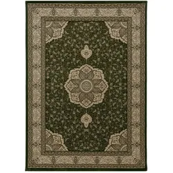Teppich Kurzflor Orientalisch Modern Waschbar Strapazierfähig Esszimmer Flur OEKO-TEX Grün 200x290 cm Gekettelt – SELVA von Kadima Design