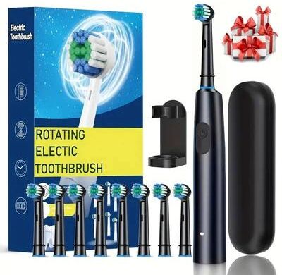 Uplift Essentials High Performance Rotary Rechargeable Electric Toothbrush black 4 Heads