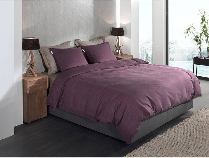 Flanell-Bettwäsche Spina 140 x 260 cm + Kissen 60 x 70 cm Rot/Aubergine