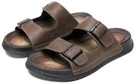 LightInthebox Men's Double Strap Leather Sandals, Durable and Comfortable, Stylish Island Cruise Footwear for Vacation, Resort and Casual Wear