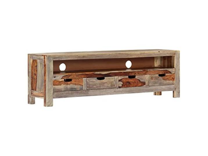 Roanoer TV-Schrank Massivholz Akazie Lowboard Fernsehschrank 130x30x40 cm Rustikales Lowboard fürs Wohnzimmer aus Akazien-Echtholz mit 4 Schubladen und Fach für Mediaplayer, 130x30x40 cm.