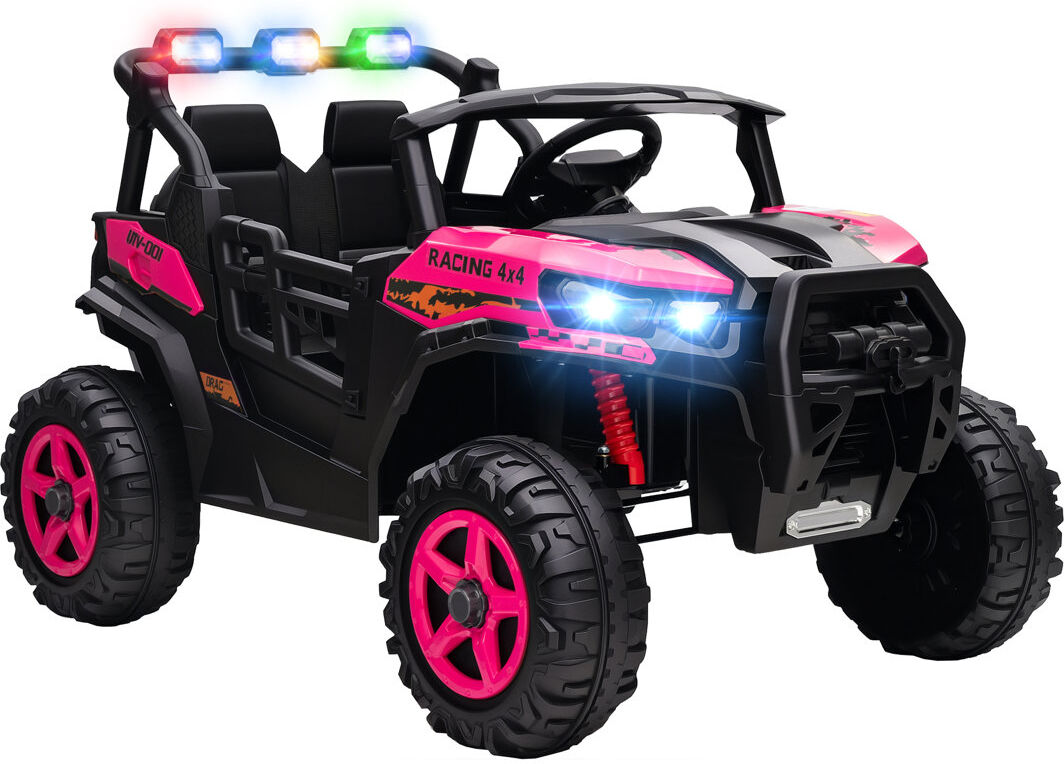 HOMCOM AIYAPLAY 24V Electric Ride on Car, 2-Seater Kids Electric Truck Pink