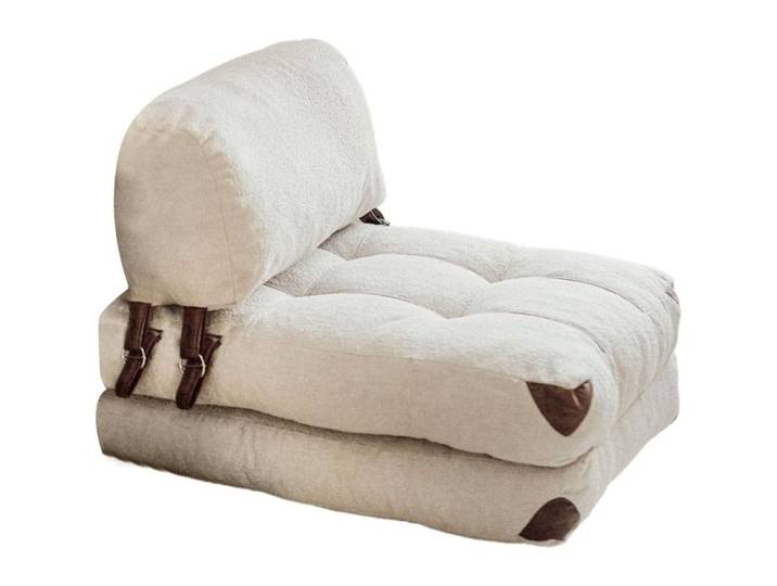Chauffeuse convertible en tissu teddy beige