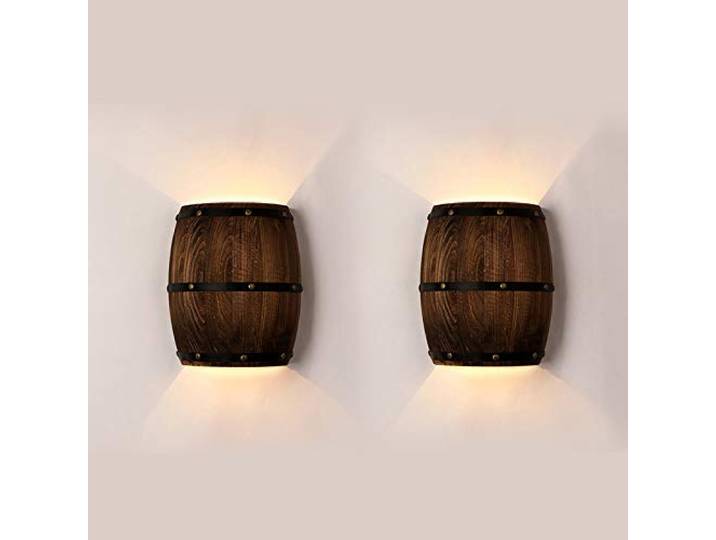 Newrays Antique Holz Weinfass Wandleuchte Leuchte Up and Down Indoor Wandleuchten für Bar Bereich Steampunk Theme (2 Pack)
