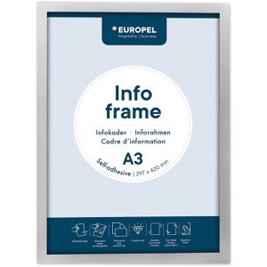 Europel Inforahmen 196000, A3, Rückseite selbstklebend, silber, 2 Stück