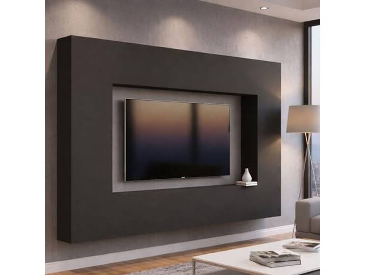 Dmora - Ausgestattete Wand Luigi, 4-türiges TV-Ständer-Wohnzimmerset, Mehrzweck-Wohnzimmermöbel, 100% Made in Italy, 260 x 30 x 180 cm, Anthrazit,