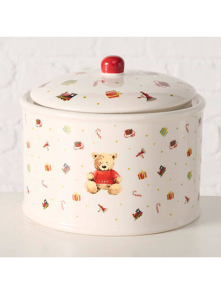 Boltze Vorratsdose "Bailey" in Weiß/ Hellbraun/ Rot - (H)15 x Ø 18 cm - onesize