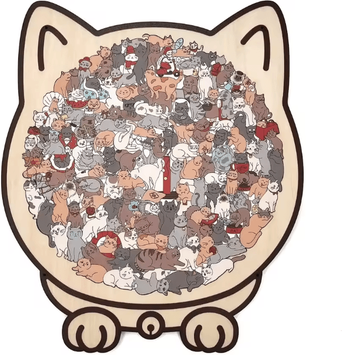 Uplift Curations 135 Piece Cat Shaped Wooden Jigsaw Puzzle Unique Irregular Pieces Gift For Cat Lovers b
