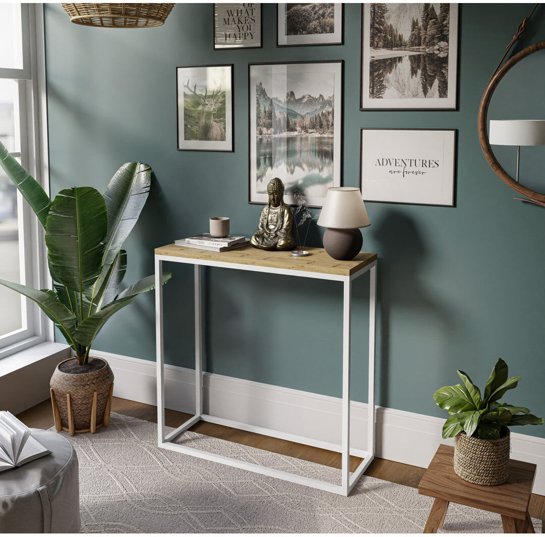 Zipcode Design Burmaster Console Table Artisan Oak/White 80cm H x 80cm W x 30cm D