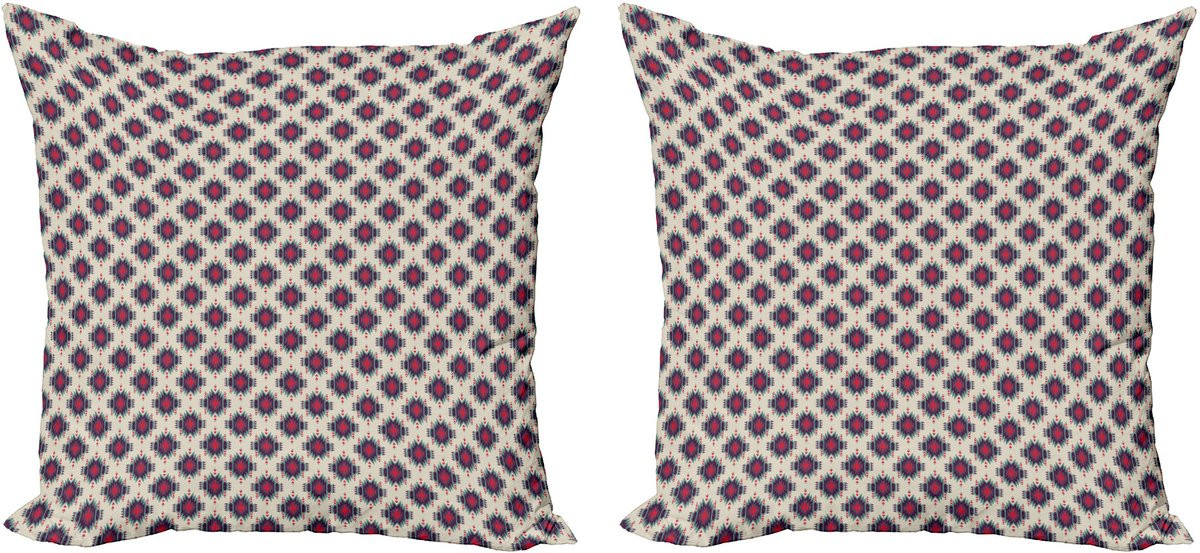 ABAKUHAUS Decoratieve kussenhoezen met Native American-motief, 2 stuks, gebroken wit, 45 x 45 cm