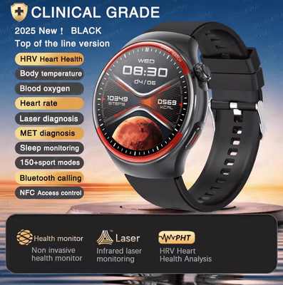 Inspire Curations Laser Health Monitoring Smartwatch With Blood Pressure Tracker & Bluetooth Call black