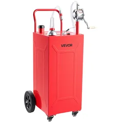 VEVOR 132,5L Kraftstofftrolley Mobile Tankanlage mit Manueller Pumpe Rot, Tragbarer Kraftstoffbehälter für Auto Rasenmäher ATV, Mit 4 Rollen & Ölstandsanzeige, Für Benzin & Diesel, Kohlenstoffstahl