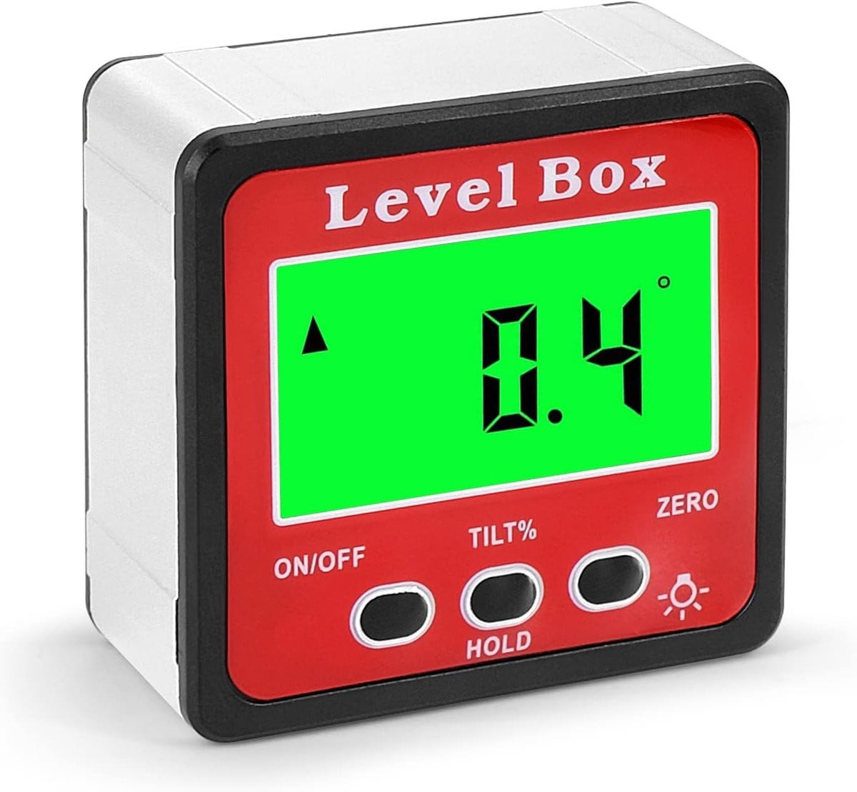 SnelShoppen Digitale Hoekmeter en Waterpas met Magnetische Basis en LCD Achtergrondverlichting - Rood