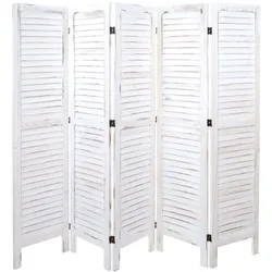 Paravent MCW-G30, Trennwand Sichtschutz Raumteiler, Shabby-Look 170x200cm ~ weiß