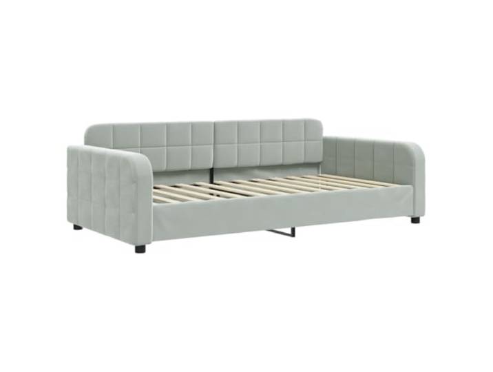 KTHLBRH Ausziehbares Schlafsofa Blau Samt 100 x 200 cm Gestell aus Holz und Metall, modernes Design, Lattenrost inklusive, 2 notwendige Matratzen