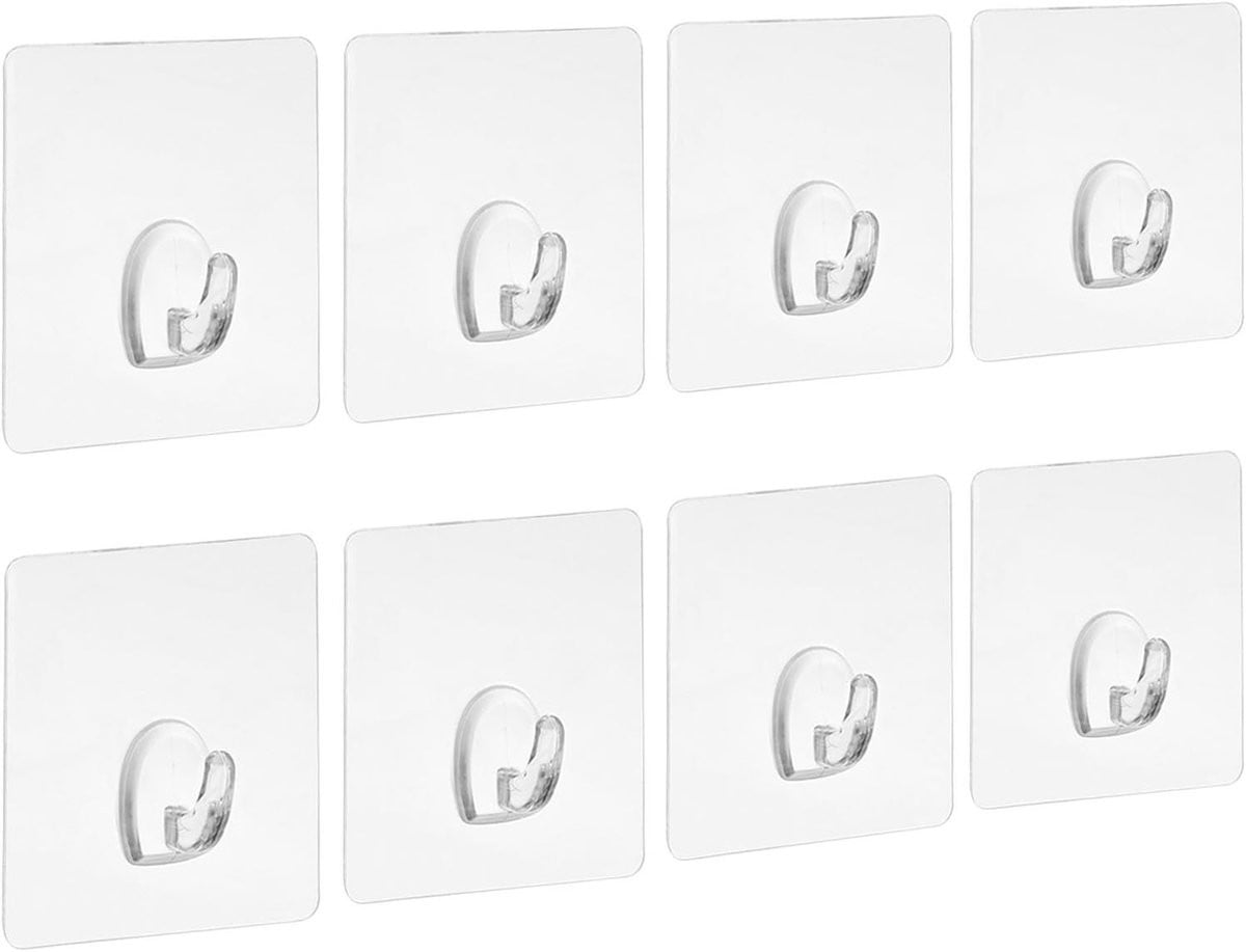 8 stuks Transparante Vinyl Kleefhaken voor Keuken, Badkamer en Muur