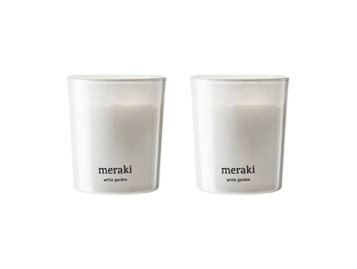 Meraki Bougie parfumée Meraki 12 heures lot de 2 Jardin blanc