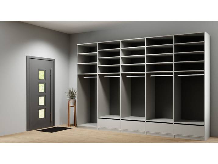 Offener Kleiderschrank nach Maß Premium Dekore Grau