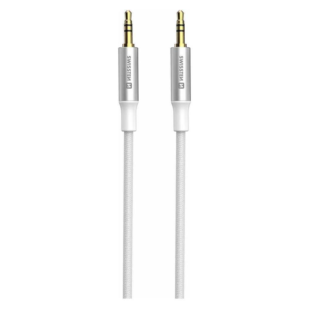 Swissten Audiokabel Textil JACK (male) / JACK (male) 1,5 M Weiss (1.50 m) (73501216)