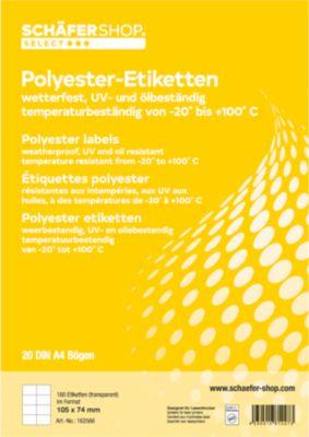 Schäfer Shop Select Wetterfeste Etiketten, 105 x 74 mm, transp. matt, 20 Blatt