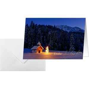 Sigel Weihnachtskarte DS096, Christmas Chapel, 105 x 148mm (A6), Klappkarte mit Umschlag, 10 Stück