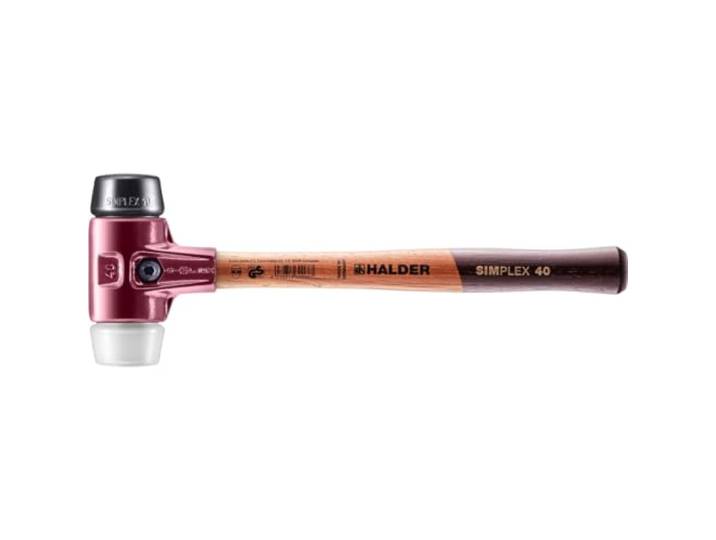 Maillet SIMPLEX\, Caoutchouc chargé/superplastique; avec boîtier en fonte malléable et manche en bois D=40 mm 3027.040
