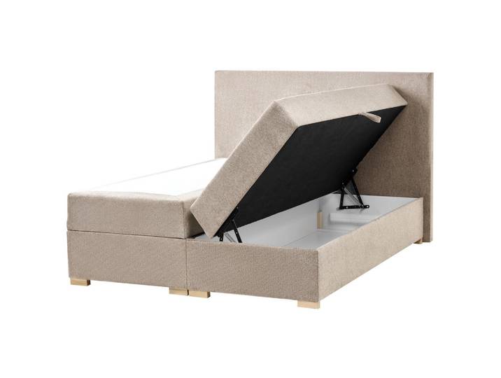 Beliani Boxspringbett mit Stauraum 140/200 cm Stoff Taupe Major, Kiefer, 140x200 cm, Schlafzimmer, Betten, Boxspringbetten
