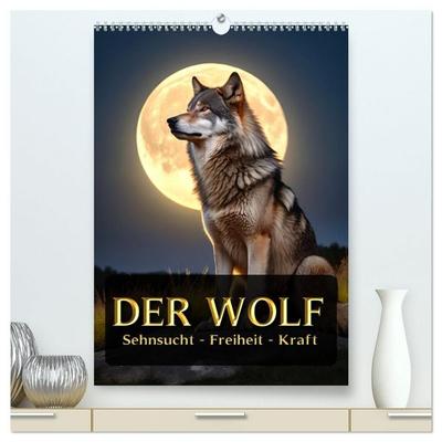 Der Wolf - Sehnsucht Freiheit Kraft (hochwertiger Premium Wandkalender 2027 DIN A2 hoch), Kunstdruck in Hochglanz