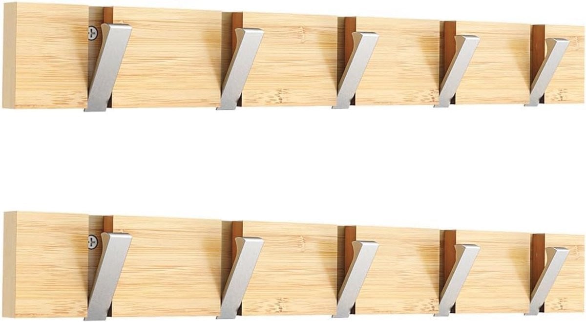 Robuuste Wandkapstok met 5 Haken en Hoedhouder voor Kleding en Accessoires