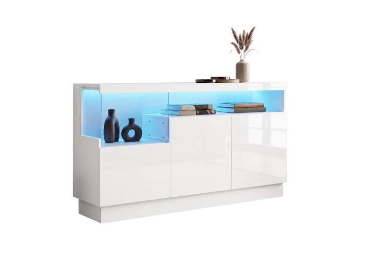 Fine Life Pro Sideboard Modernes Sideboard mit LED & App-Steuerung, Acrylfach, Aufbewahrung, Wohnzimmerschrank, elegantes & smartes Design, stilvolle Beleuchtung