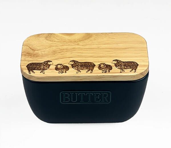 Selbrae House Just Slate Company Sheep Blue Butter Dish