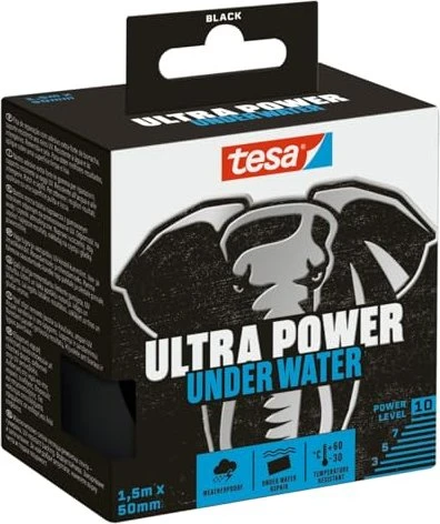 tesa ULTRA POWER Under Water Gewebeband schwarz 50,0 mm x 1,5 m 1 Rolle