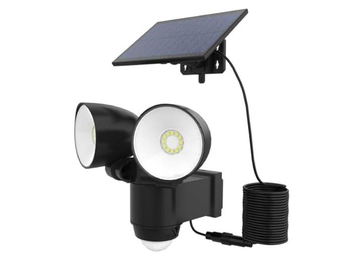Lumisky Projecteur solaire deux têtes orientables éclairage puissant panneau solaire déporté LED blanc WALEE BLACK avec détecteur de mouvement H15\,4cm