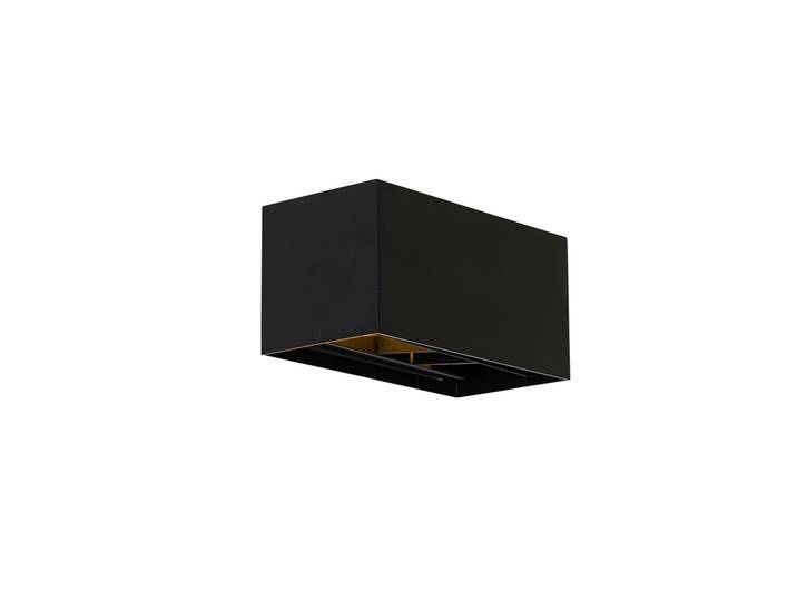 Moderne wandlamp zwart rechthoekig 2-lichts - Edwin