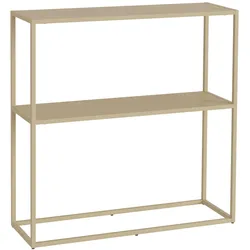 En.Casa, Konsolentisch, Konsolentisch Strömstad mit 2 Ablagen Stahl Kamelfarben (80 x 26 x 80 cm)